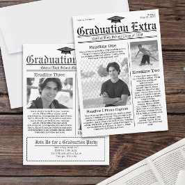 Afstuderen Zwart-wit Fotocollage Krant Kaart
