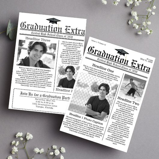 Afstuderen Zwart-wit Fotocollage Krant Kaart