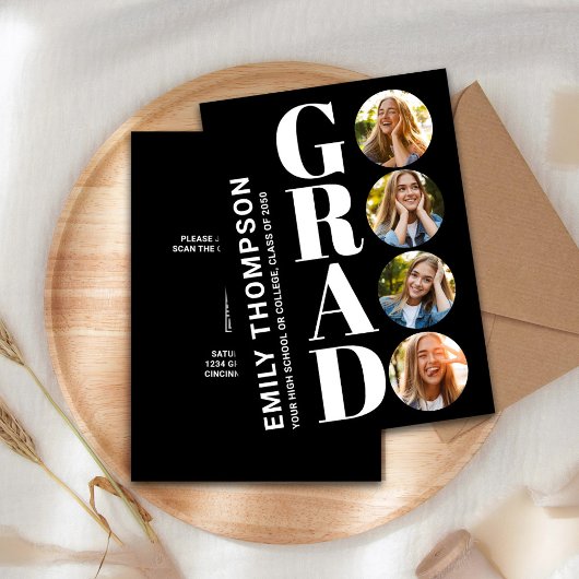 Afstuderen Zwart-wit Fotocollage Modern Kaart