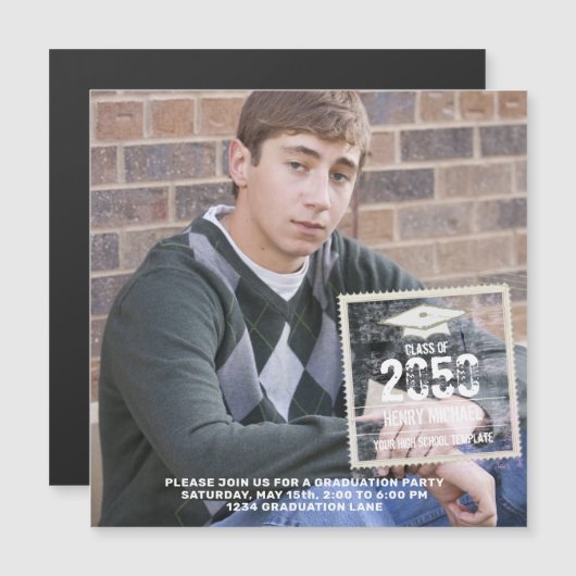 Afstuderen Zwart-wit Fotosjabloon Typografie (Voorkant / Achterkant)