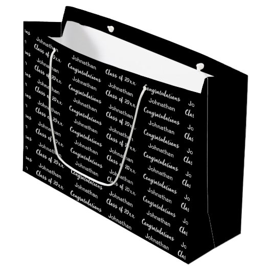 Afstuderen Zwart Wit Gefeliciteerd Afgestudeerde Groot Cadeauzakje (Voorkant Gekanteld)
