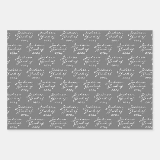 Afstuderen Zwart-wit Gepersonaliseerd Afstudeerder Inpakpapier Vel (Voorkant 3)