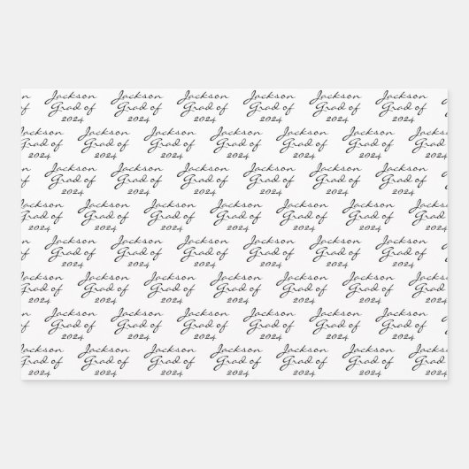 Afstuderen Zwart-wit Gepersonaliseerd Afstudeerder Inpakpapier Vel (Voorkant 2)