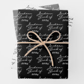 Afstuderen Zwart-wit Gepersonaliseerd Afstudeerder Inpakpapier Vel (In situ)