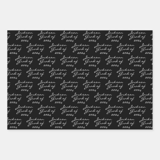 Afstuderen Zwart-wit Gepersonaliseerd Afstudeerder Inpakpapier Vel (Voorkant)