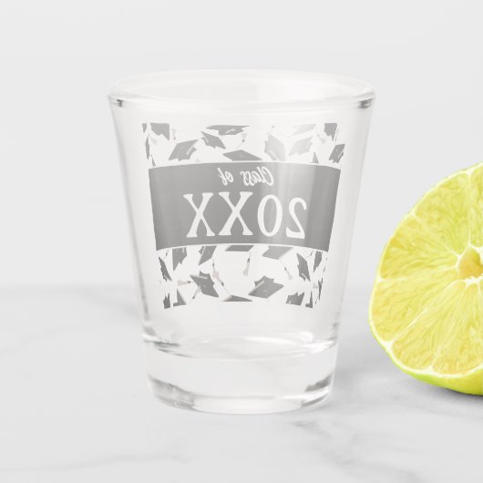 Afstuderen Zwart Wit Gepersonaliseerde Klasse van Shot Glas (Achterkant)