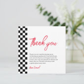 Afstuderen zwart&wit geruit Bedankkaart (Staand voorkant)
