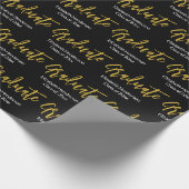 Afstuderen Zwart Wit Goud Afstudeerder Naam Afstud Cadeaupapier (Hoek)