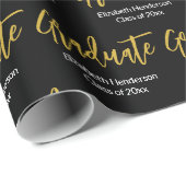 Afstuderen Zwart Wit Goud Afstudeerder Naam Afstud Cadeaupapier (Rol Hoek)