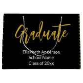 Afstuderen Zwart Wit Goud Afstudeerder Naam Klasse Groot Cadeauzakje (Voorkant)