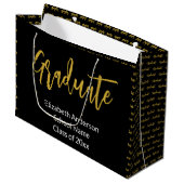 Afstuderen Zwart Wit Goud Afstudeerder Naam Klasse Groot Cadeauzakje (Voorkant Gekanteld)