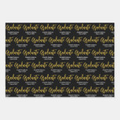 Afstuderen Zwart Wit Goud Afstudeerder Naam Klasse Inpakpapier Vel (Voorkant 3)