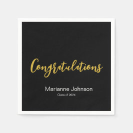 Afstuderen Zwart Wit Goud Gefeliciteerd Naam Servet