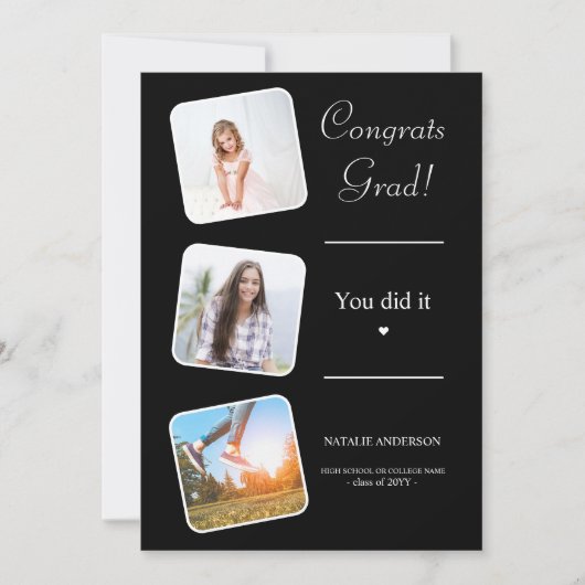 Afstuderen Zwart-wit Klasse van 2023 Afstuderen Kaart (Voorkant)