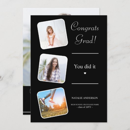 Afstuderen Zwart-wit Klasse van 2023 Afstuderen Kaart (Voorkant / Achterkant)