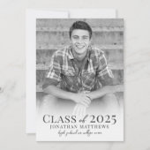 Afstuderen Zwart Wit Man Foto Afstuderen Aankondiging (Voorkant)