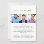 Afstuderen Zwart Wit Man Foto Afstuderen Aankondiging (Achterkant)