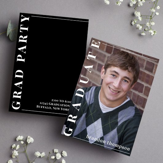 Afstuderen Zwart-wit Moderne eenvoudige foto Kaart