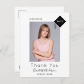 Afstuderen zwart wit moderne foto bedankt briefkaart (Voorkant / Achterkant)