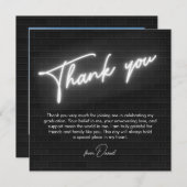 Afstuderen zwart & wit neon Flat Dank u kaart (Voorkant / Achterkant)