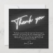 Afstuderen zwart & wit neon Flat Dank u kaart (Voorkant)