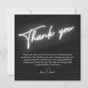 Afstuderen zwart & wit neon Flat Dank u kaart