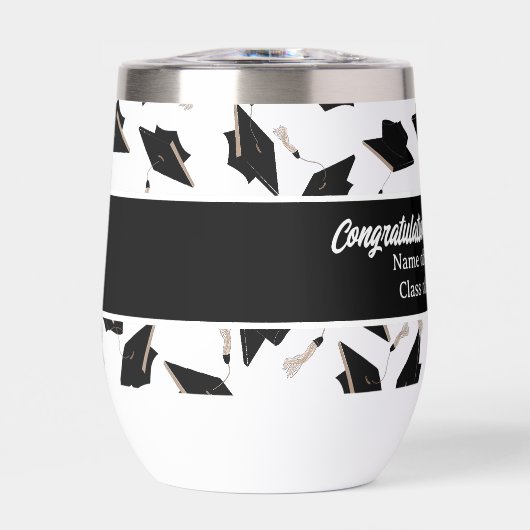 Afstuderen Zwart Wit Petten Party Supplies (Voorkant)