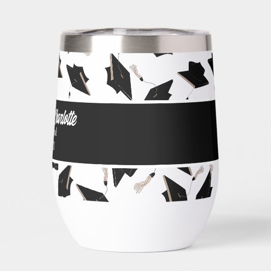 Afstuderen Zwart Wit Petten Party Supplies (Achterkant)