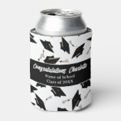 Afstuderen Zwart Wit Petten Party Supplies Blikjeskoeler (Blikje Voorkant)