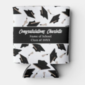 Afstuderen Zwart Wit Petten Party Supplies Blikjeskoeler (Voorkant)