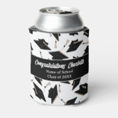 Afstuderen Zwart Wit Petten Party Supplies Blikjeskoeler (Blikje Achterkant)