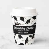 Afstuderen Zwart Wit Petten Party Supplies Papieren Bekers (Voorkant)