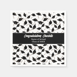 Afstuderen Zwart Wit Petten Party Supplies Servet