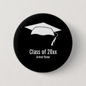 Afstuderen Zwart Wit Schoolnaam Klas van 2026 Ronde Button 5,7 Cm (Voorkant)