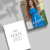 Afstuderen Zwart-wit Stijlvol Elegant Script Kaart