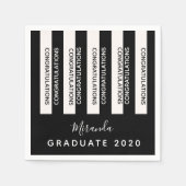 Afstuderen zwart wit strepen Congrats Servet (Voorkant)