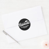 Afstuderen Zwart-wit Typografie Afstudeerder Party Ronde Sticker (Envelop)