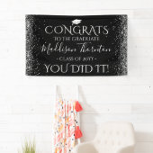 Afstuderen zwart/zilver glitter spandoek (Insitu)