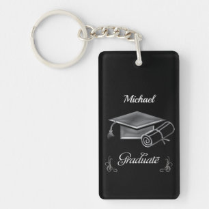 Afstuderen Zwart & Zilver, Mutse & Diploma Sleutelhanger