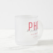 Afstuderen zwarte datumnaam graad PhD Matglas Koffiemok (Voorkant rechts)