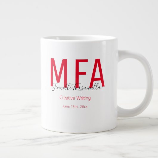 Afstuderen zwarte datumnaam Mate MFA Giant Coff Grote Koffiekop (Rechts)