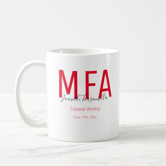 Afstuderen zwarte datumnaam Mate MFA Koffiemok (Links)