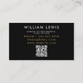 Afstuderen zwarte en Gold Script QR-code voor stud Visitekaartje (Achterkant)