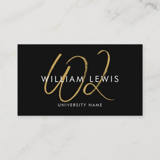 Afstuderen zwarte en Gold Script QR-code voor stud Visitekaartje (Voorkant)