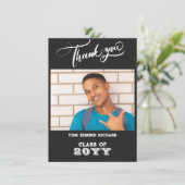 Afstuderen zwarte en witte foto Moderne School Bedankkaart (Staand voorkant)