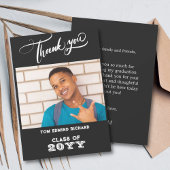 Afstuderen zwarte en witte foto Moderne School Bedankkaart