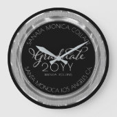 Afstuderen zwarte en zilverglitter moderne typogra grote klok (Voorkant)