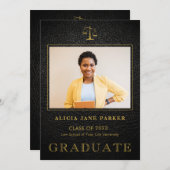 Afstuderen zwarte foto foto aankondiging (Voorkant / Achterkant)