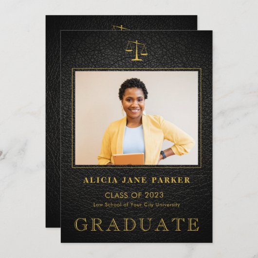 Afstuderen zwarte foto foto aankondiging (Voorkant / Achterkant)