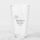 afstuderen zwarte glitter afstudeerdop Naam toevoe Glas (Voorkant)